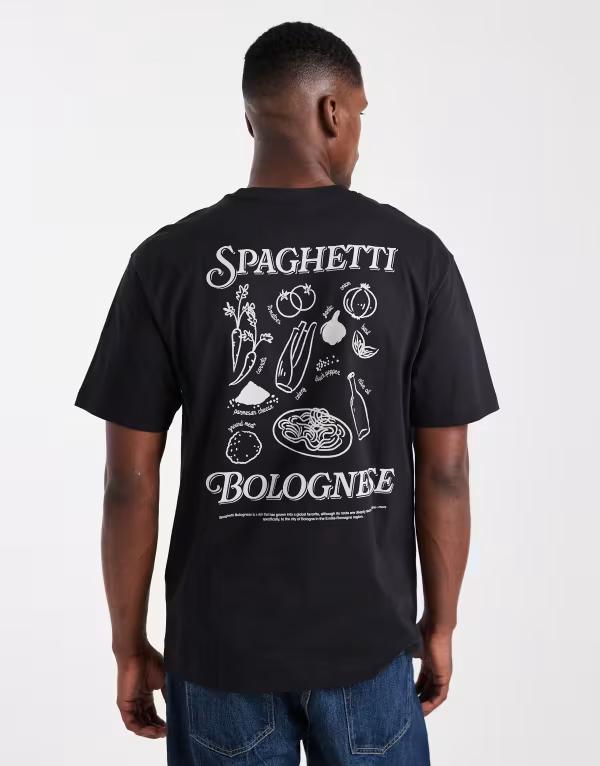オンリーアンドサンズ メンズ トップス Tシャツ リラックスフィット プリント シャツ ONLY & SONS relaxed fit T-shirt with spaghetti back print Black ブラック