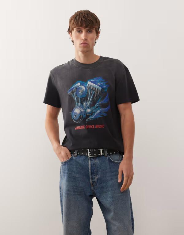 デウス エクス マキナ メンズ トップス Tシャツ ヴィンテージ シャツ Deus Ex Machina productive hum vintage fit t-shirt in washed WASHED BLACK ブラック