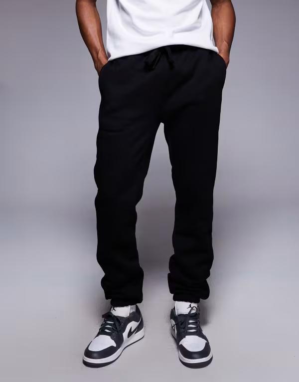 エイソス メンズ ボトムス カジュアルパンツ スリムフィット パンツ スウェットパンツ ASOS DESIGN premium heavyweight slim fit sweatpants in 400gsm Black ブラック