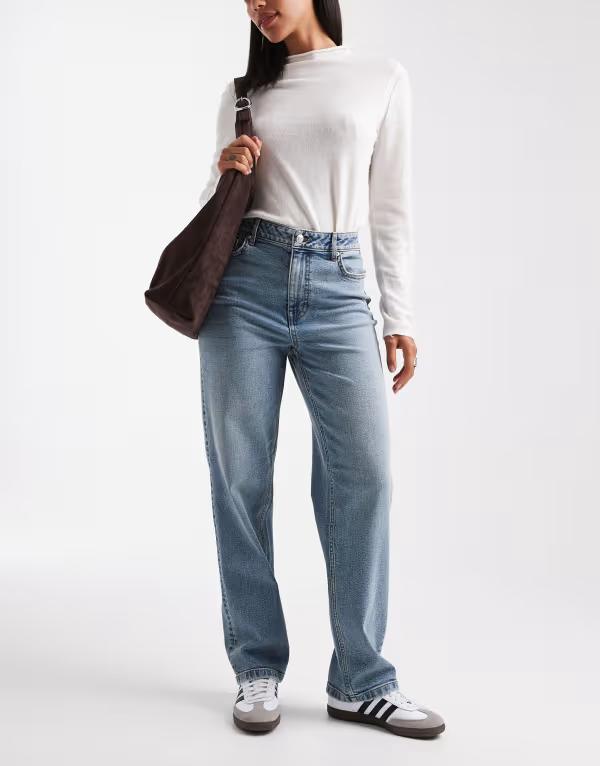 ミスセルフフリッジ レディース ボトムス ジーンズズボン下 引っ切り無い Miss Selfridge straight leg jean インチ mid wash Mid Wash