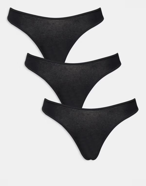 リンデックス レディース アンダー御召しもの ブリーフズボン下 Lindex Nellie 3-pack thongs Black 黒いこと