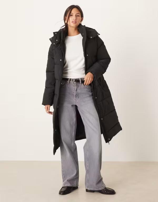 ジェイディーワイ レディース アウター 厚地の外套 JDY longline padded coat Black 黒いこと レディースファッション-コート・ジャケット
