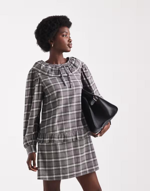 ネイティブユース レディース トップス ワンピース フリル Native Youth tartan ruffle collared dress plaid Multi マルチカラー｜ReVida 店