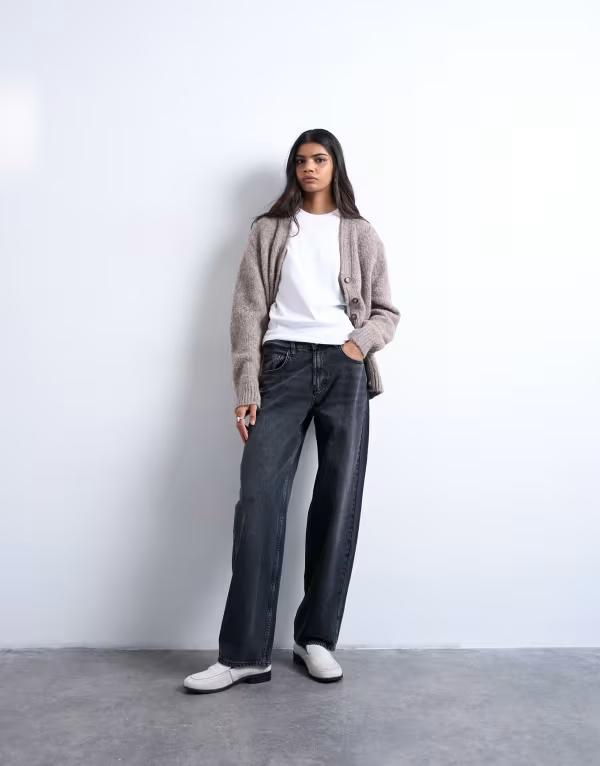 トップショップ レディース ボトムス デニムパンツ ローライズ ジーンズ Topshop Lowrie low rise baggy jeans in washed WASHED BLACK ブラック｜ReVida 店