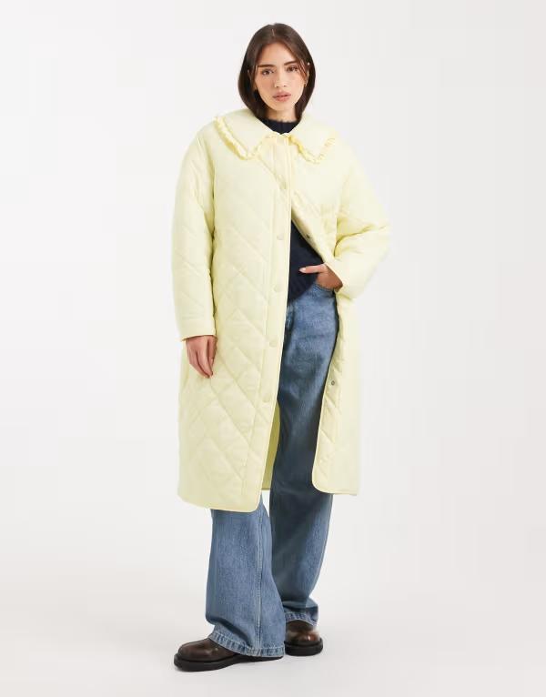ミスセルフフリッジ レディース アウター コート キルティング マキシ Miss Selfridge quilted liner maxi coat in buttermilk Buttermilk|ReVida 店