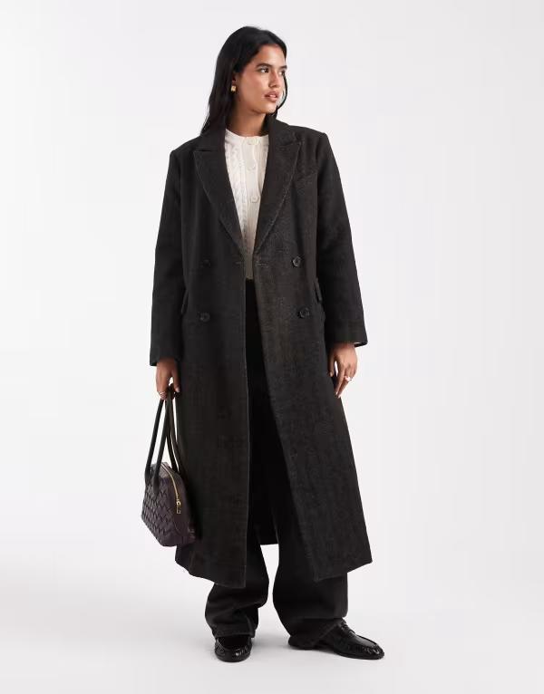 エイソス レディース アウター コート ウール ASOS DESIGN wool blend heritage dad coat in herringbone Herringbone