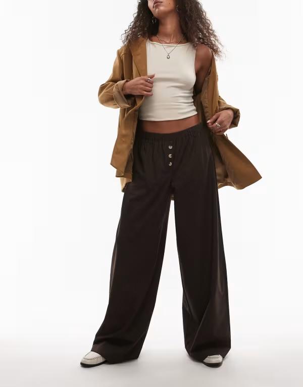 エイソス レディース ボトムス カジュアルパンツ パンツ ASOS DESIGN pull on tailored pants BROWN ブラウン｜ReVida 店