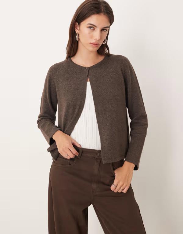 ジェイディーワイ レディース アウター カーディガン JDY single button cardigan BROWN ブラウン