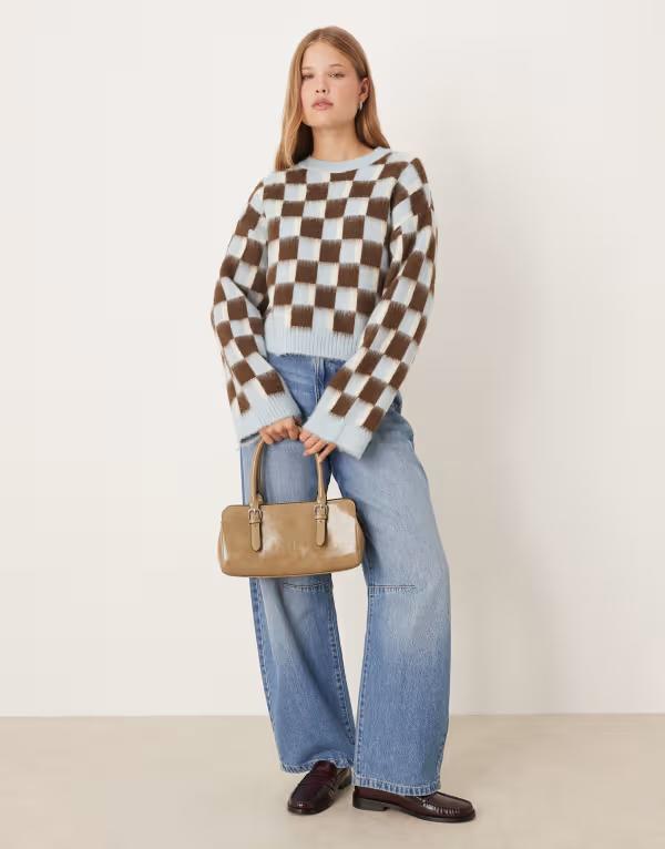 エイソス レディース アウター ニット・セーター セーター ニット ASOS DESIGN knit brushed sweater in retro pattern Multi マルチカラー