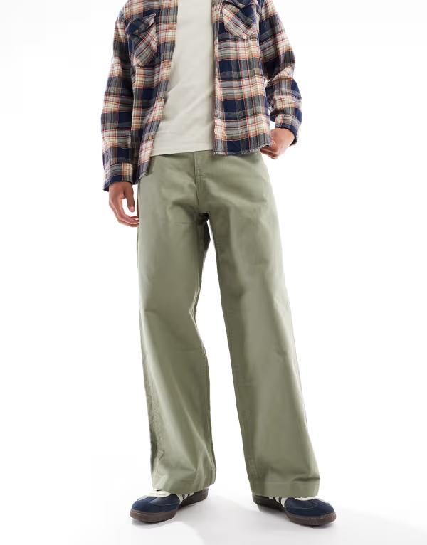 エイソス メンズ ボトムス カジュアルパンツ カーゴパンツ パンツ ASOS DESIGN super baggy cargo pants canvas Khaki カーキ