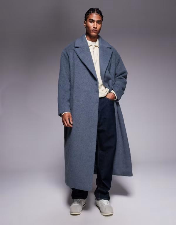 エイソス メンズ アウター コート ウール ASOS DESIGN wool look overcoat Gray グレー