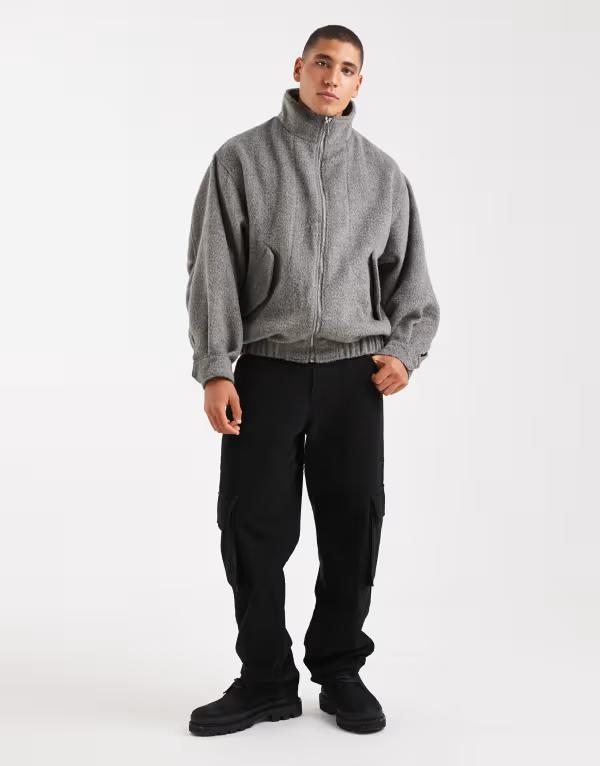 エイソス メンズ アウター 上衣・上衣 羊毛 上衣 ASOS DESIGN wool look bomber jacket Gray 薄墨色
