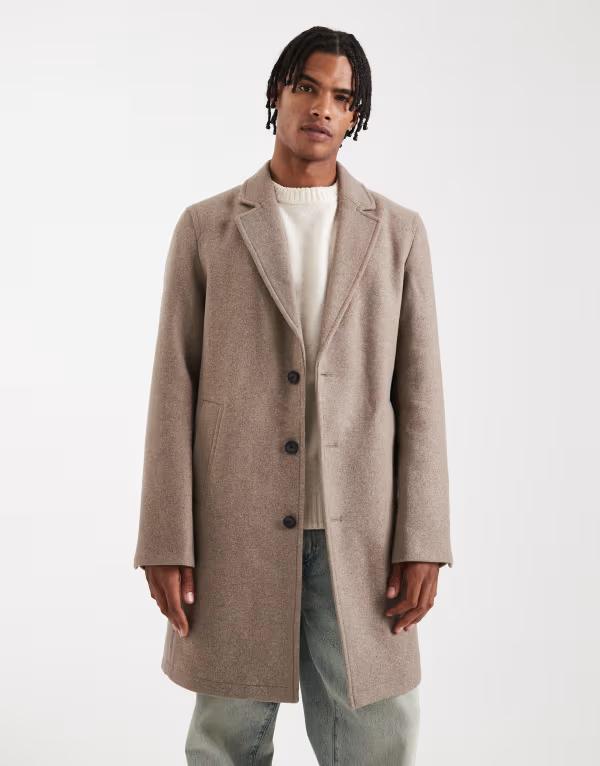 万力 アンド ジョーンズ メンズ アウター 厚地の外套 羊毛 Jack \u0026 Jones wool blend overcoat Greige ベージュ