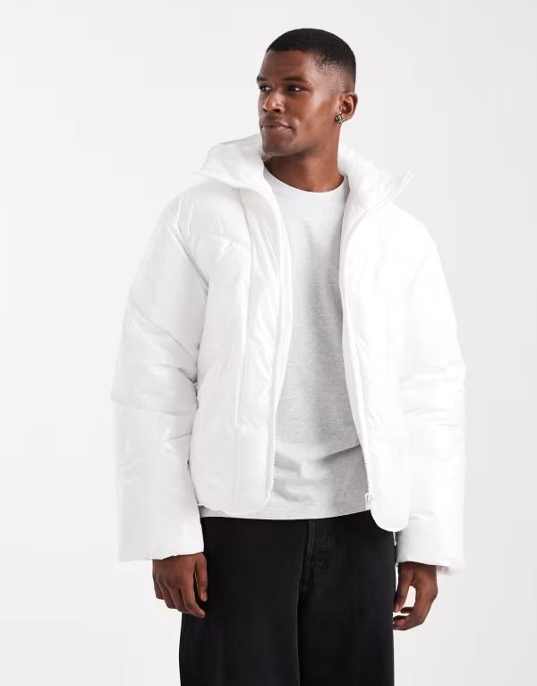 エイソス メンズ アウター ジャケット・ブルゾン ジャケット ASOS DESIGN high shine oversized puffer jacket WHITE ホワイト
