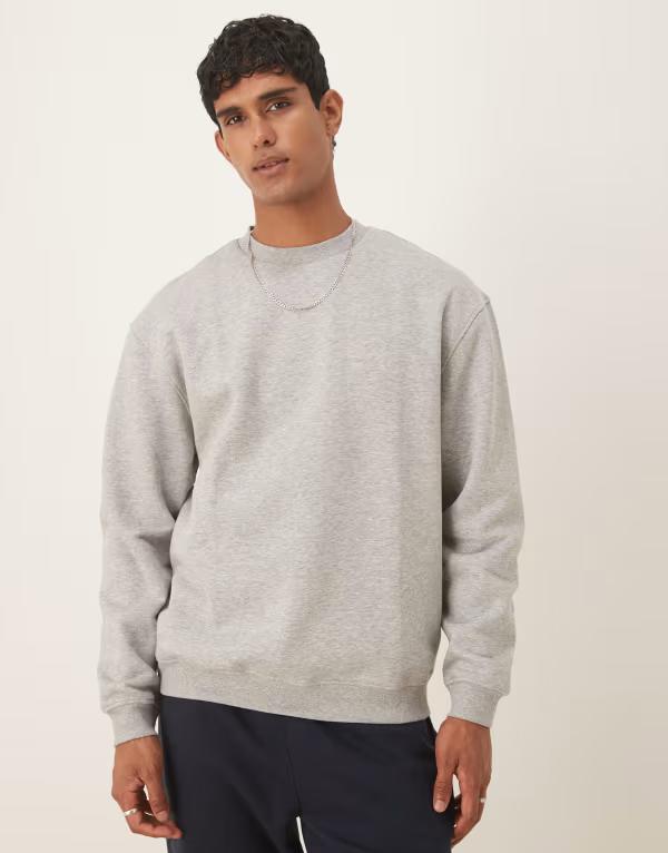 エイソス メンズ アウター パーカー・スウェット リラックスフィット スウェット シャツ ASOS DESIGN Essentials relaxed fit sweatshirt in heather Gray Heather グレー