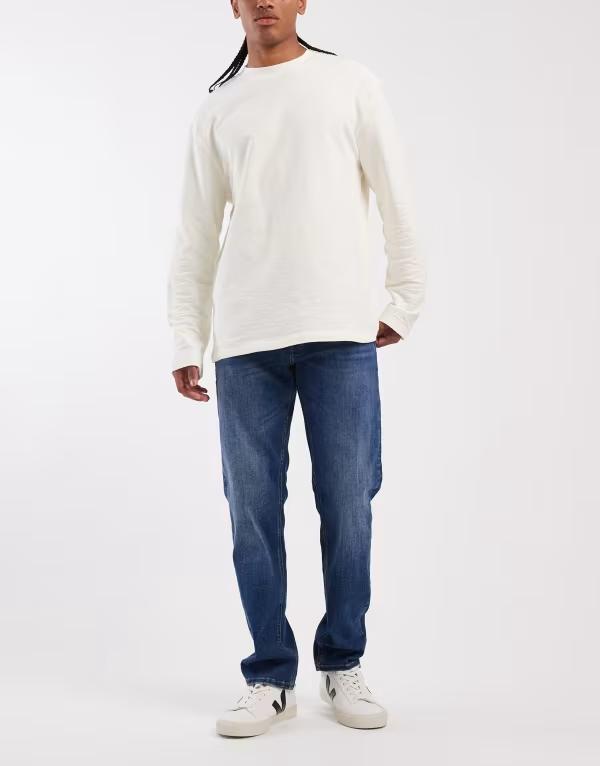 ジャック アンド ジョーンズ メンズ ボトムス デニムパンツ ジーンズ Jack & Jones Mike tapered jeans in dark Dark Blue ブルー