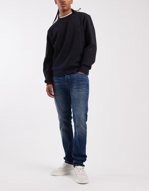 ジャック アンド ジョーンズ メンズ ボトムス デニムパンツ ジーンズ Jack & Jones glenn slim jeans in mid Blue Denim デニム