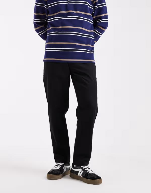 パルレ メンズ ボトムス カジュアルパンツ テーパードフィット ドローコードウエスト パンツ Parlez tapered fit pants with elastic drawstring waist Black ブラック
