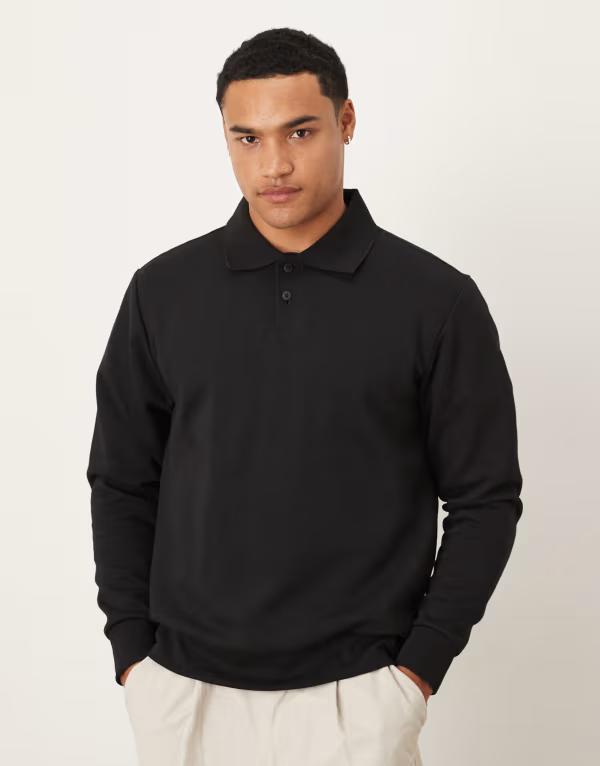 マンゴ メンズ アウター パーカー・スウェット ポロシャツ コットン Mango cotton mix button up polo top Black ブラック