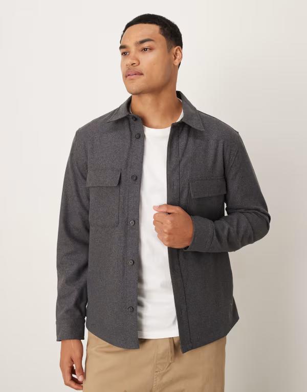 マンゴ メンズ アウター ジャケット・ブルゾン ウール ジャケット Mango pocket detail wool mix jacket Gray グレー