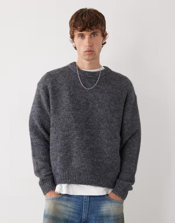 平日 メンズ アウター 編み物・スウェーター 羊毛 スウェーター Weekday wool blend sweater インチ dark heather Dark gray melange 薄墨色