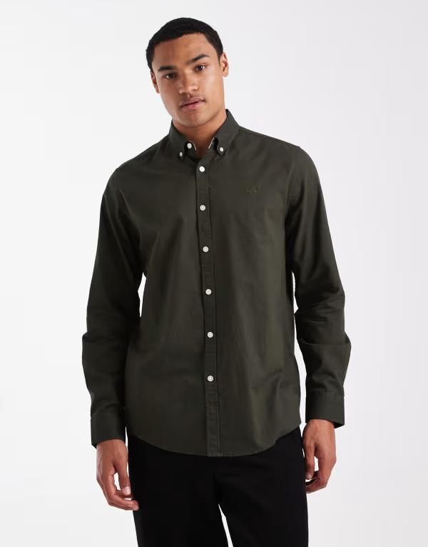 スリードベア メンズ トップス プルオーバー オックスフォード Threadbare long sleeve oxford shirt Khaki カーキ