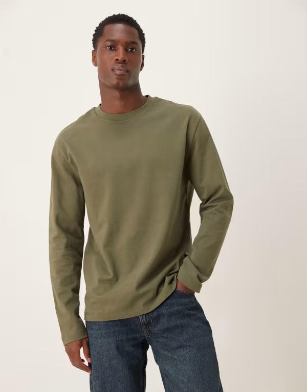 エイソス メンズ トップス ティーシャツ ASOS DESIGN heavyweight relaxed long sleeve T-shirt インチ dusty olive Dusty olive オリーブ Tシャツ・カットソー-トップス-メンズファッション