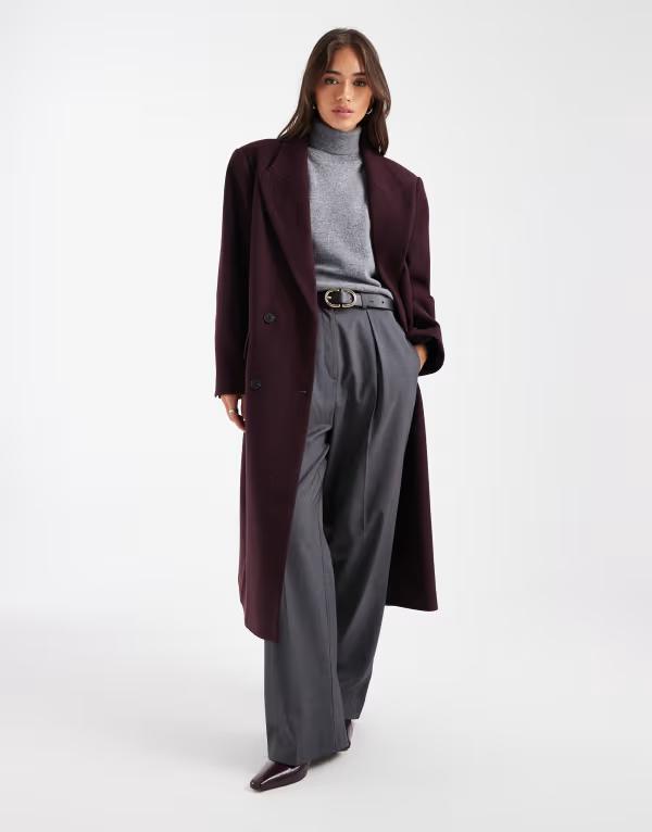 エイソス レディース アウター 厚地の外套 ASOS DESIGN oversized dad coat インチ plum Plum 酸桃