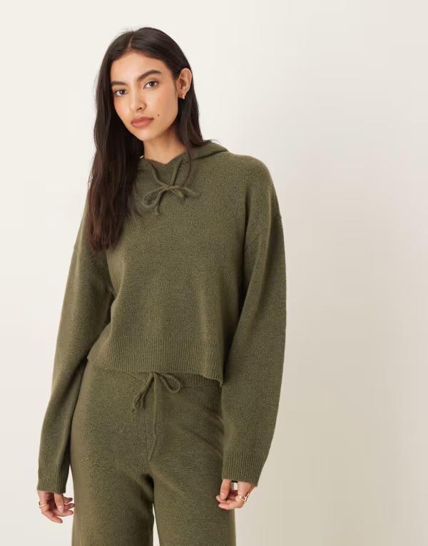 ジェイディーワイ レディース アウター パーカー・スウェット 編み物 パーカー JDY slouchy knit hoodie - part of a set Kalamata カーキ