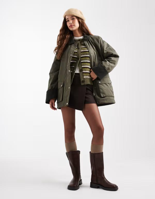 ヴェロモーダ レディース アウター 上衣・上衣 対比 上衣 Vero Moda barn jacket with contrast cord trim Grape leaf 葡萄