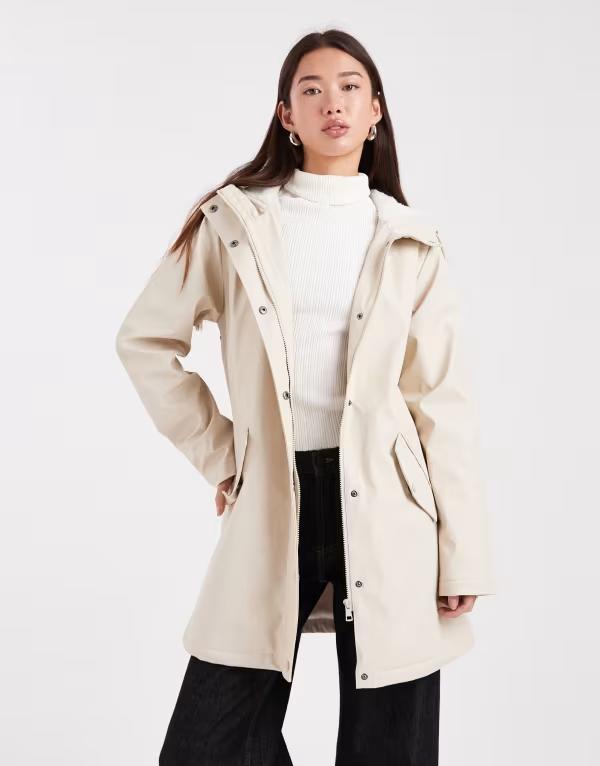 オンリー レディース アウター コート ONLY lined rain coat in cream CREAM クリーム