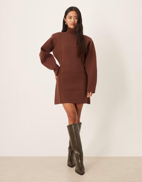 エイソス レディース トップス ワンピース ミニワンピース ミニ ASOS DESIGN structured waisted mini dress in mocha Mocha モカ