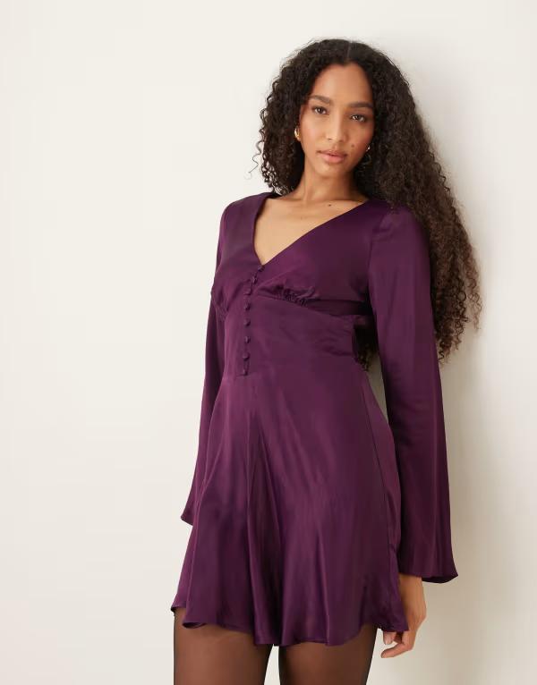 ノーバディーズ チャイルド レディース トップス 衣装 ミニ衣装 ミニ Nobody\u0027s Child Stella long sleeve mini dress インチ plum Dark Plum 酸桃