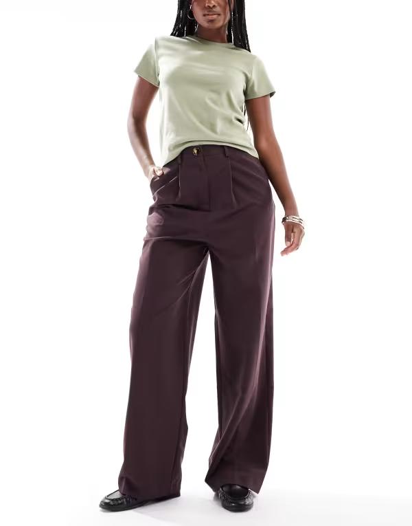 ミスセルフフリッジ レディース ボトムス 心地好いズボン下 ワイドレッグ ズボン下 Miss Selfridge tailored wide leg pants インチ fig Fig