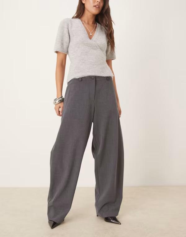 エイソス レディース ボトムス 心地好いズボン下 ズボン下 ASOS DESIGN tailored multiway barrel pants インチ charcoal charcoal 暗灰色 レディースファッション-パンツ-ボトムス