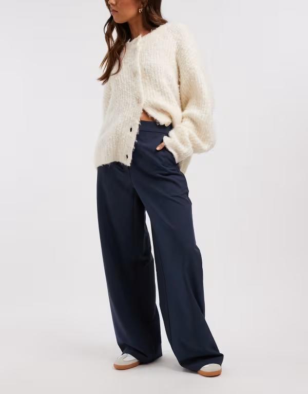 エイソス レディース ボトムス カジュアルパンツ ストレート パンツ ASOS DESIGN tailored relaxed straight leg pants navy ネイビー