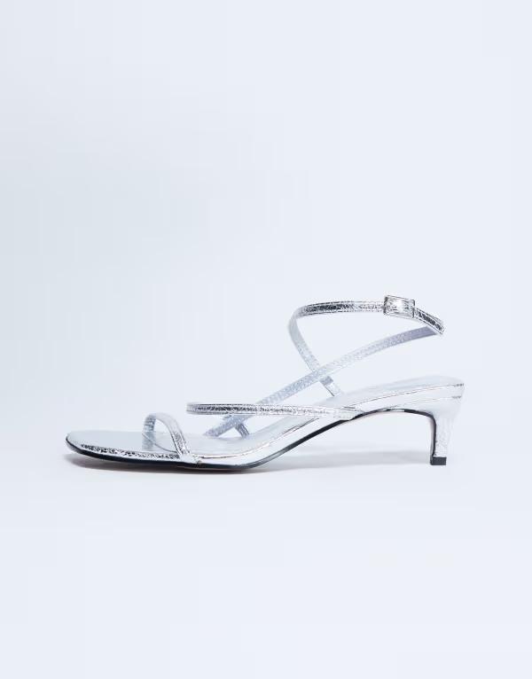 トップショップ レディース シューズ サンダル ミニ ヒール Topshop Fall minimal mid heel sandals SILVER シルバー｜ReVida 店