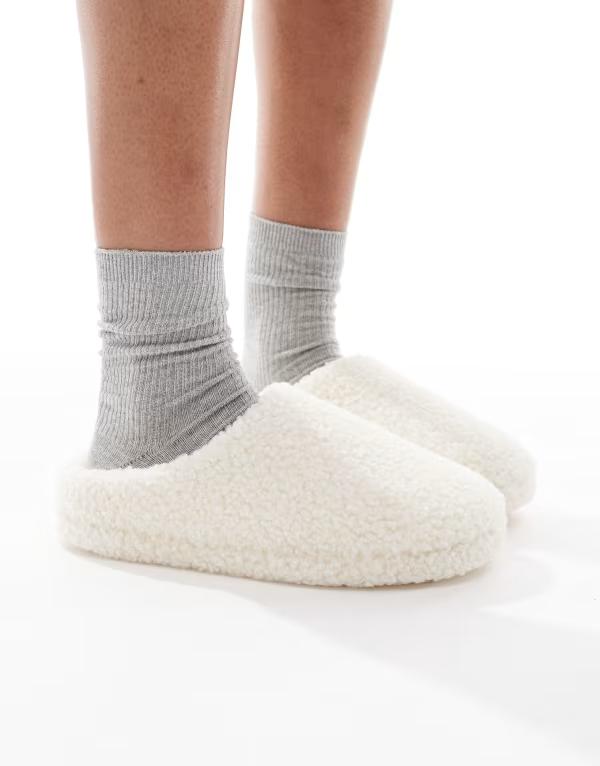 リンデックス レディース シューズ サンダル Lindex pile slipper in cream CREAM クリーム