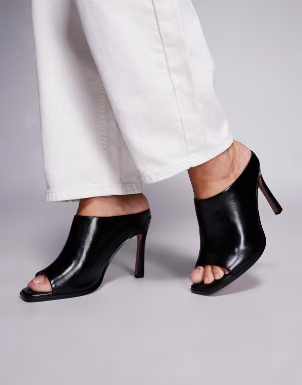 エイソス レディース シューズ サンダル ヒール ASOS DESIGN Nessa high heeled mules Black ブラック