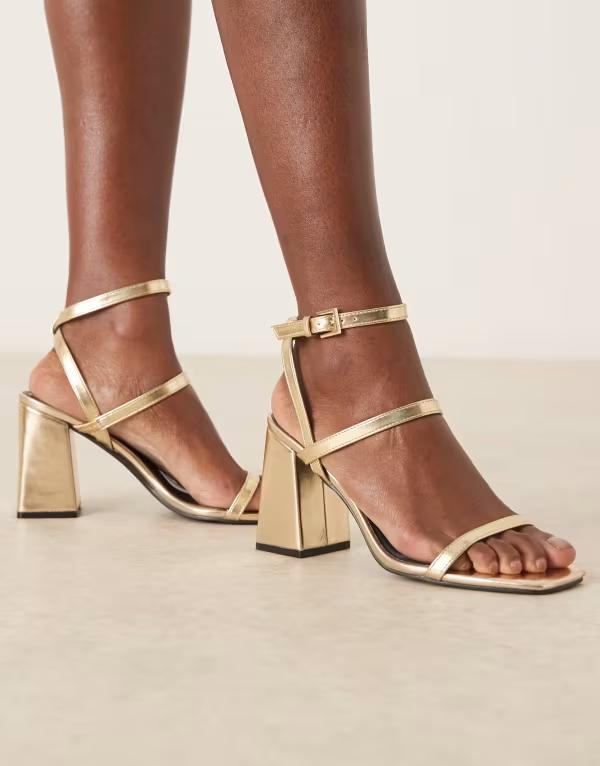 レイド レディース シューズ サンダル ヒール RAID Jeeya block heeled sandals GOLD ゴールド