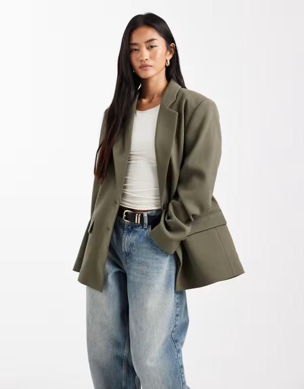 エイソス レディース アウター 上衣・上衣 スポーツジャケット ASOS DESIGN tailored oversized blazer khaki カーキ