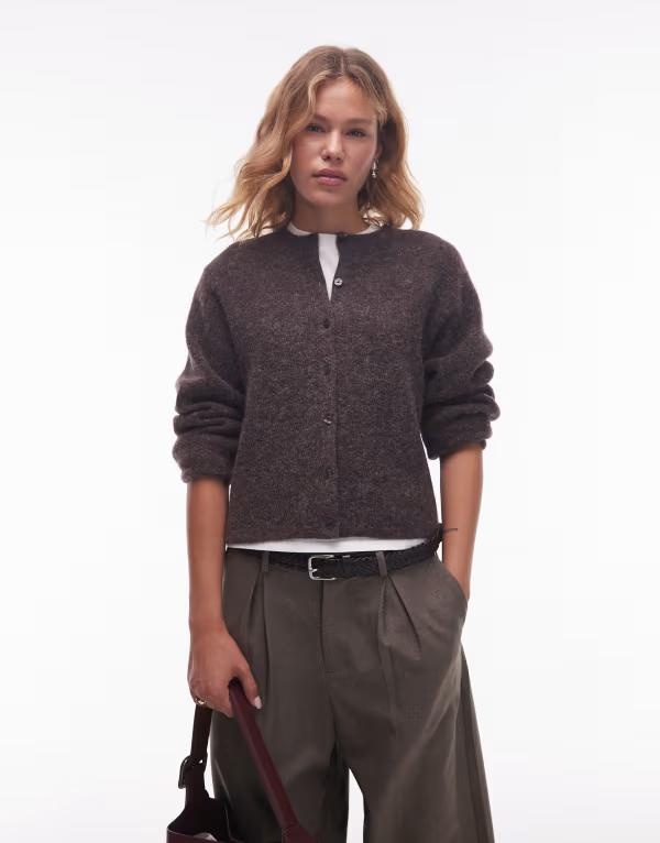 アンドアザーストーリーズ レディース アウター ジレー 羊毛 \u0026 Other Stories alpaca and wool cardigan with button front BROWN 赤銅色