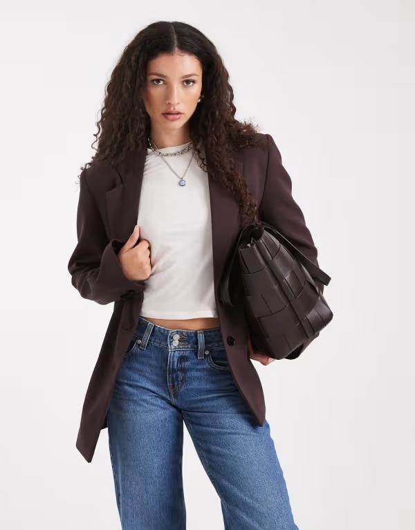 エイソス レディース アウター 上衣・上衣 スポーツジャケット ASOS DESIGN tailored oversized blazer インチ chocolate chocolate 黒茶