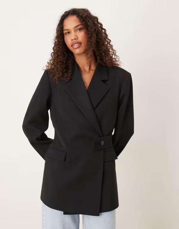 エイソス レディース アウター ジャケット・ブルゾン ブレザー ASOS DESIGN tailored relaxed blazer with belt detail black ブラック