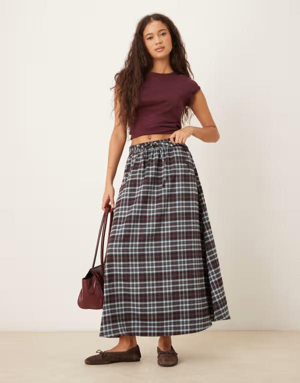 ネオンローズ レディース ボトムス スカート Neon Rose midaxi navy plaid skirt NAVY ネイビー|ReVida 店