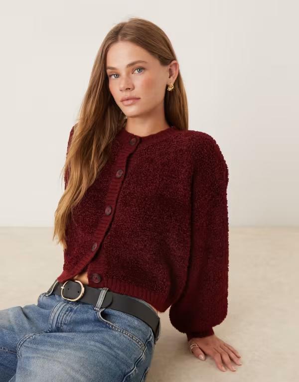 ジェイディーワイ レディース アウター カーディガン JDY borg cardigan Burgundy バーガンディ 15,155円