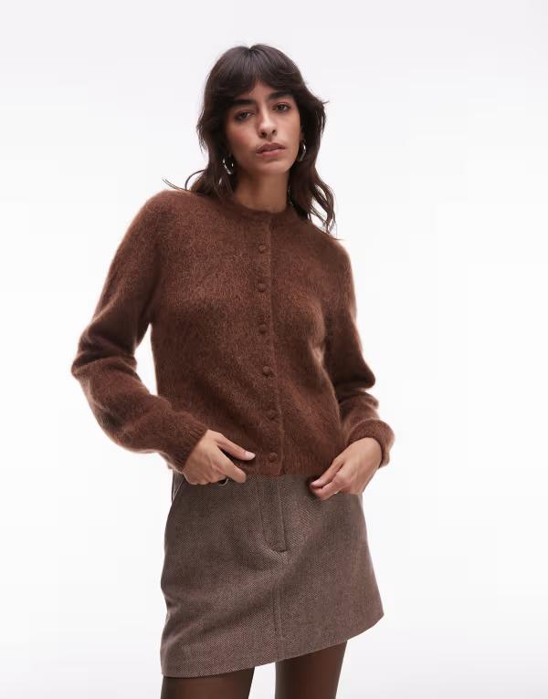 アンドアザーストーリーズ レディース アウター ジレー 羊毛 \u0026 Other Stories supersoft mohair and wool blend cardigan Brown 赤銅色