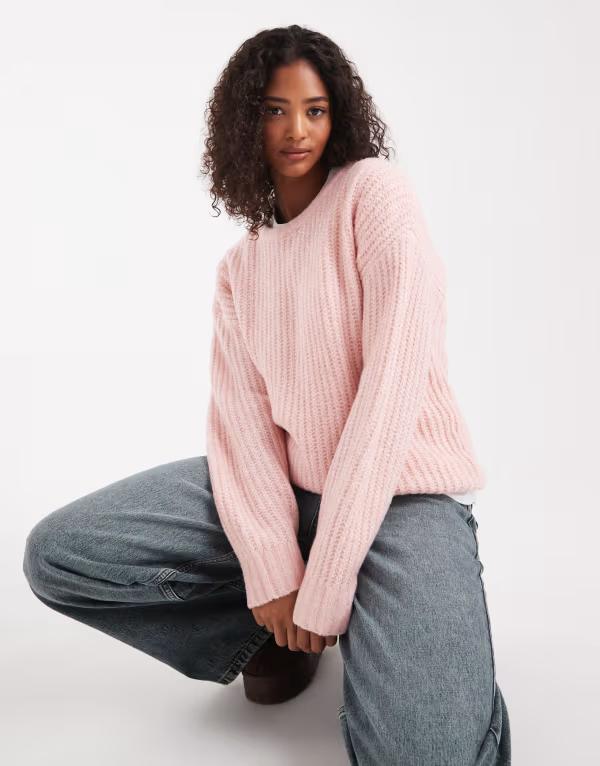 コットンオン レディース アウター ニット・セーター クルーネック セーター Cotton On luxe crew neck sweater in heathered peony rose HEATHERED PEONY ROSE|ReVida 店