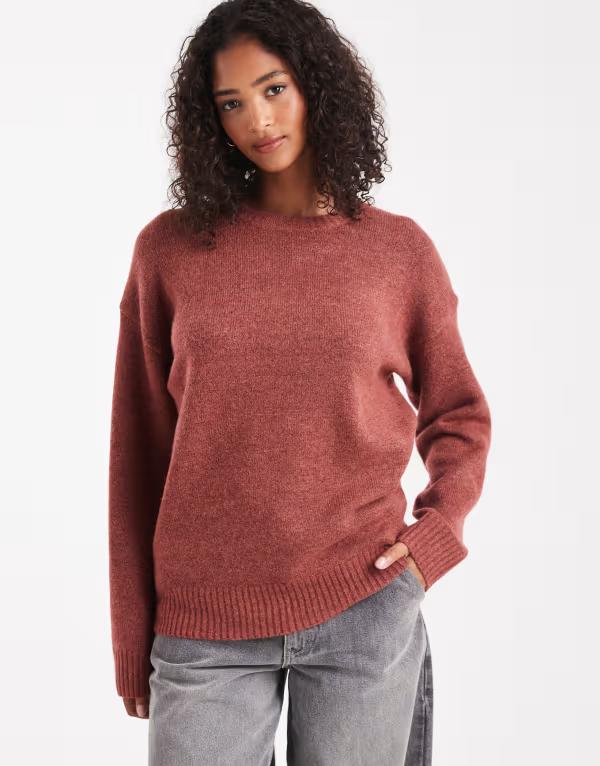 コットンオン レディース アウター ニット・セーター クルーネック セーター Cotton On luxe crew neck sweater in rusty clay RUSTY CLAY｜ReVida 店