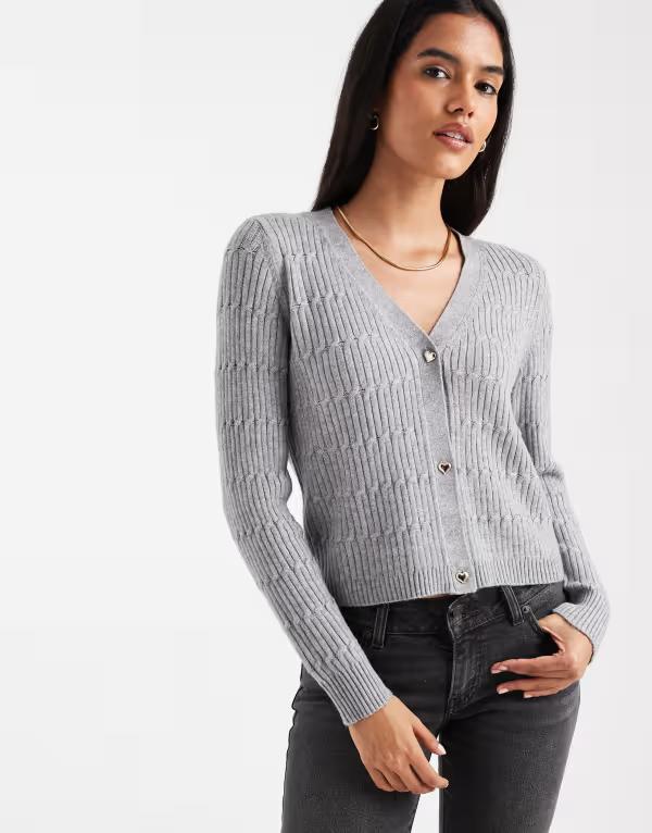 オンリー レディース アウター カーディガン Vネック ONLY V-neck cardigan Gray グレー
